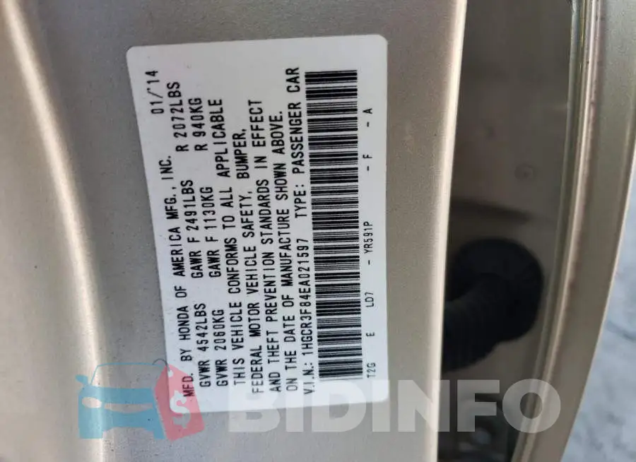 1HGCR3F84EA021597 Photo# 12