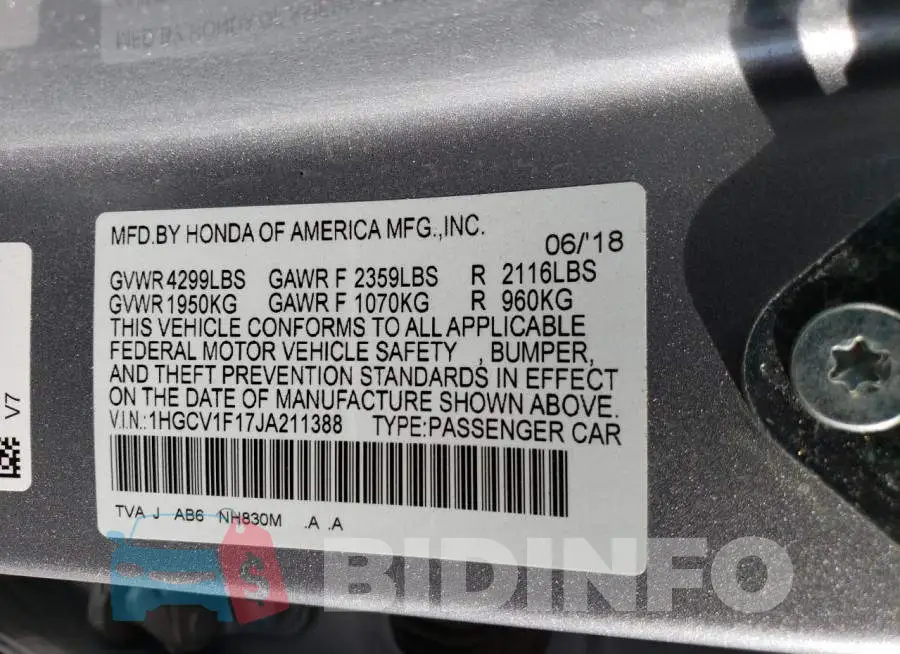 1HGCV1F17JA211388 Photo# 12