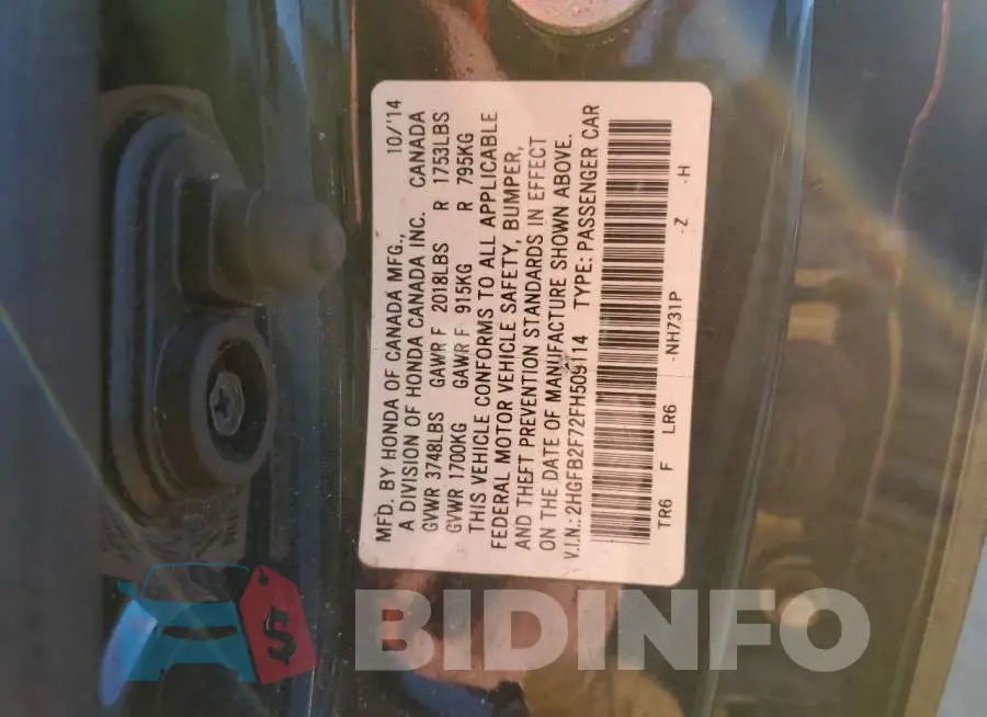 2HGFB2F72FH509114 Photo# 12