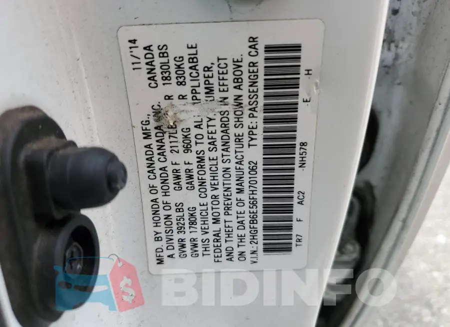 2HGFB6E56FH701062 Photo# 12