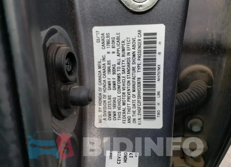 2HGFC2F59HH530878 Photo# 12