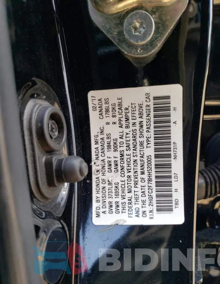 2HGFC2F78HH520005 Photo# 12