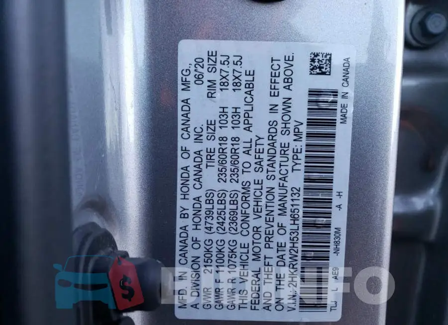 2HKRW2H53LH651132 Photo# 13