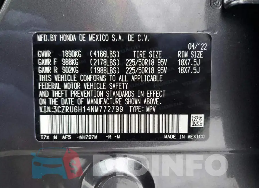 3CZRU6H14NM772799 Photo# 13