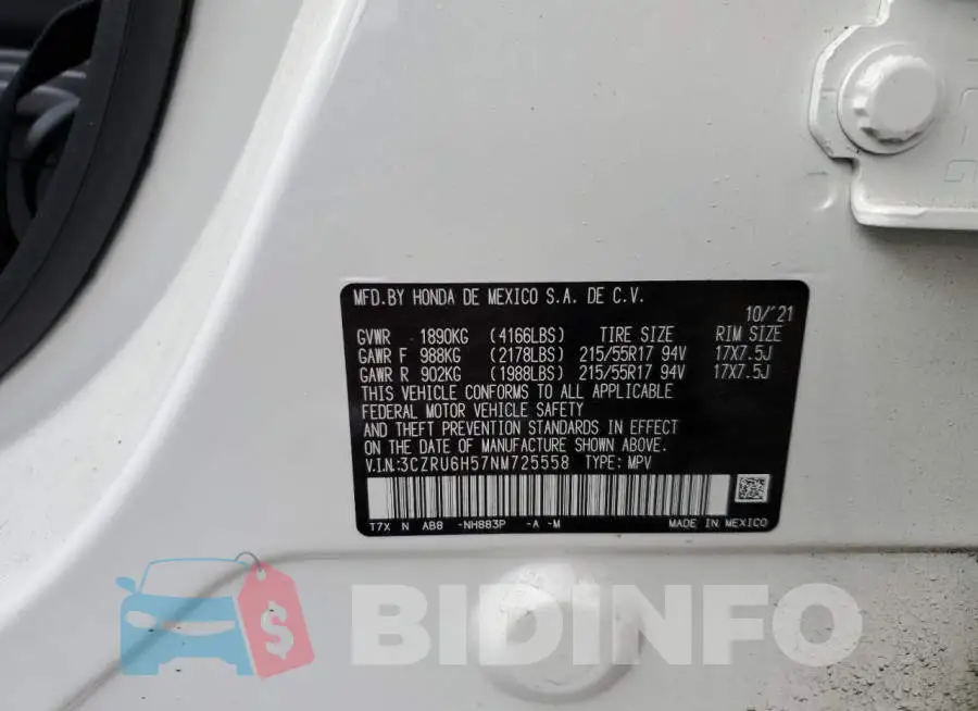 3CZRU6H57NM725558 Photo# 10