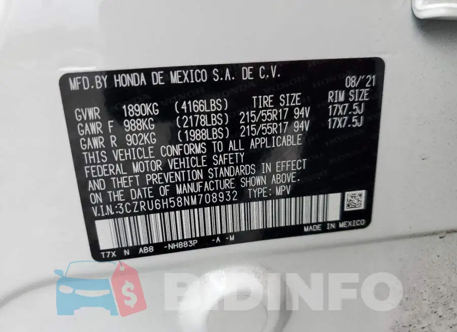 3CZRU6H58NM708932 Photo# 10