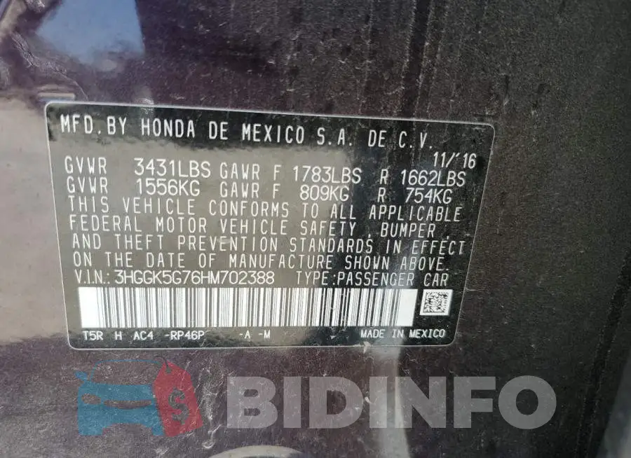 3HGGK5G76HM702388 Photo# 10