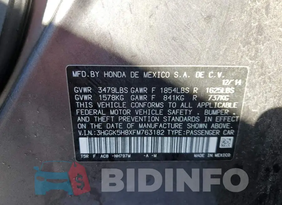 3HGGK5H8XFM763182 Photo# 12