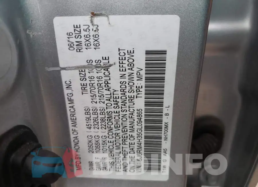 5J6RM4H35GL094865 Photo# 14