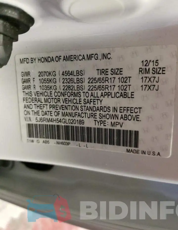 5J6RM4H54GL020189 Photo# 14