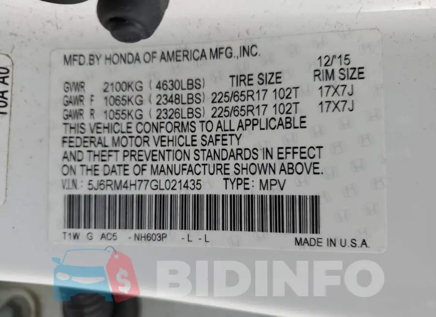 5J6RM4H77GL021435 Photo# 14