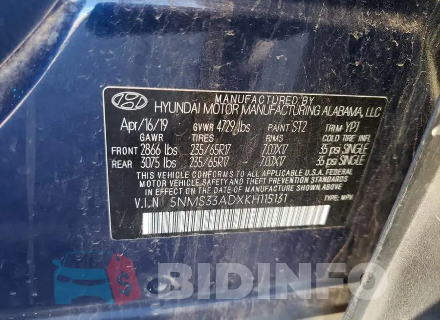5NMS33ADXKH115131 Photo# 13