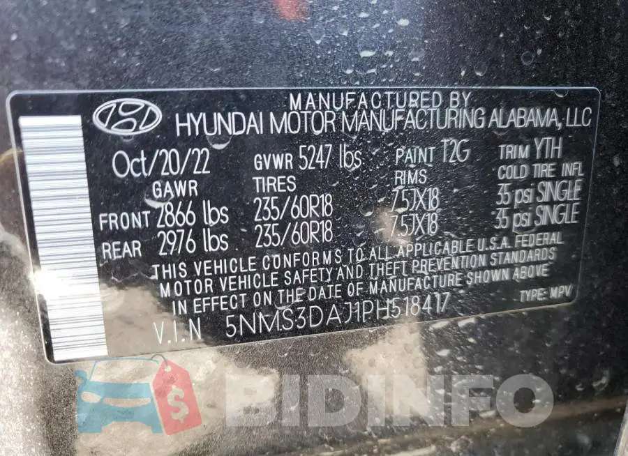 5NMS3DAJ1PH518417 Photo# 13