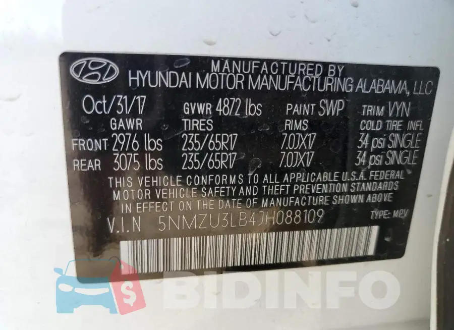 5NMZU3LB4JH088109 Photo# 14