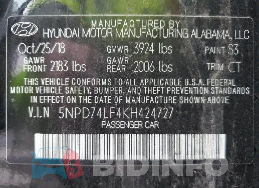 5NPD74LF4KH424727 Photo# 13