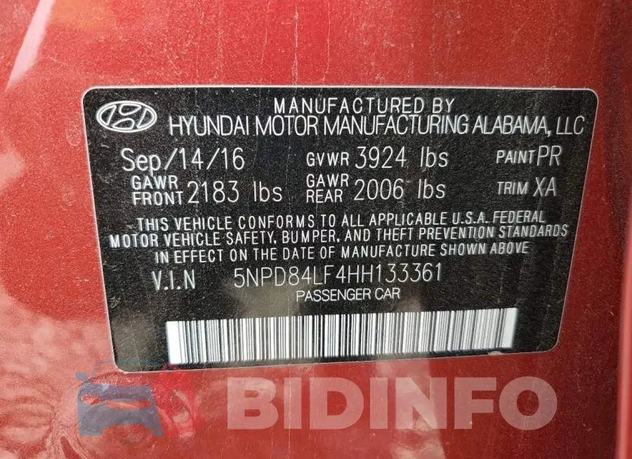 5NPD84LF4HH133361 Photo# 10
