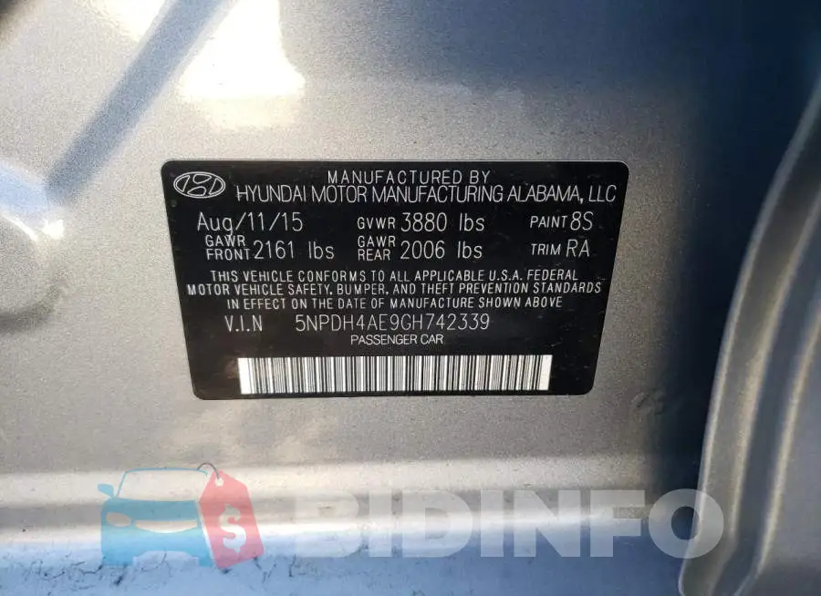 5NPDH4AE9GH742339 Photo# 12