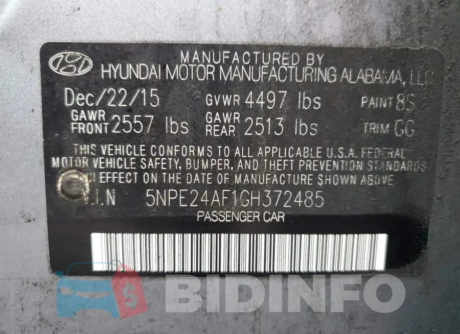 5NPE24AF1GH372485 Photo# 12