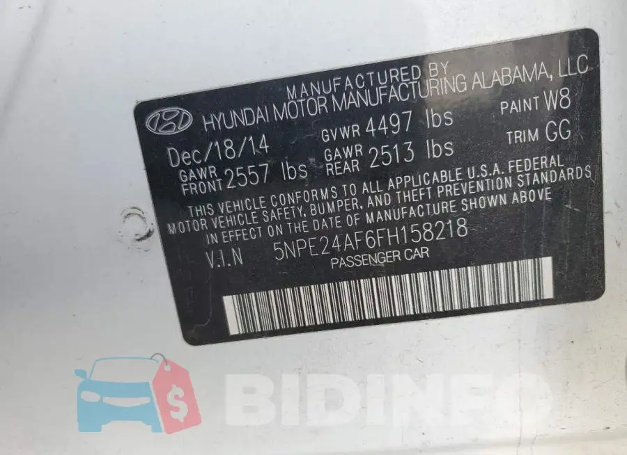 5NPE24AF6FH158218 Photo# 13
