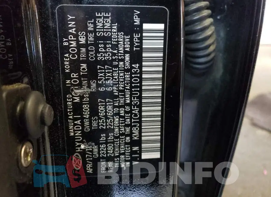 KM8JTCAF3FU110134 Photo# 14