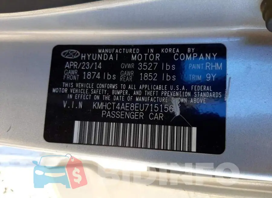 KMHCT4AE8EU715156 Photo# 12