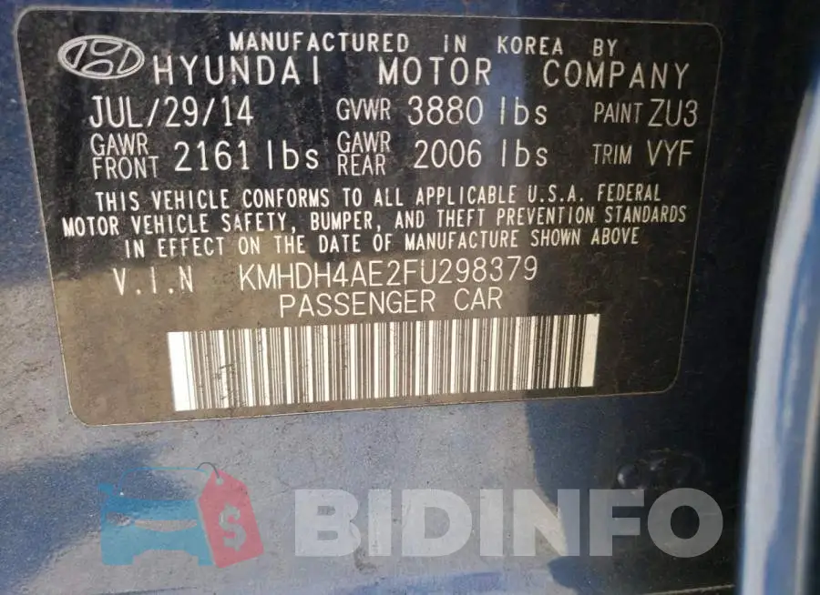 KMHDH4AE2FU298379 Photo# 10
