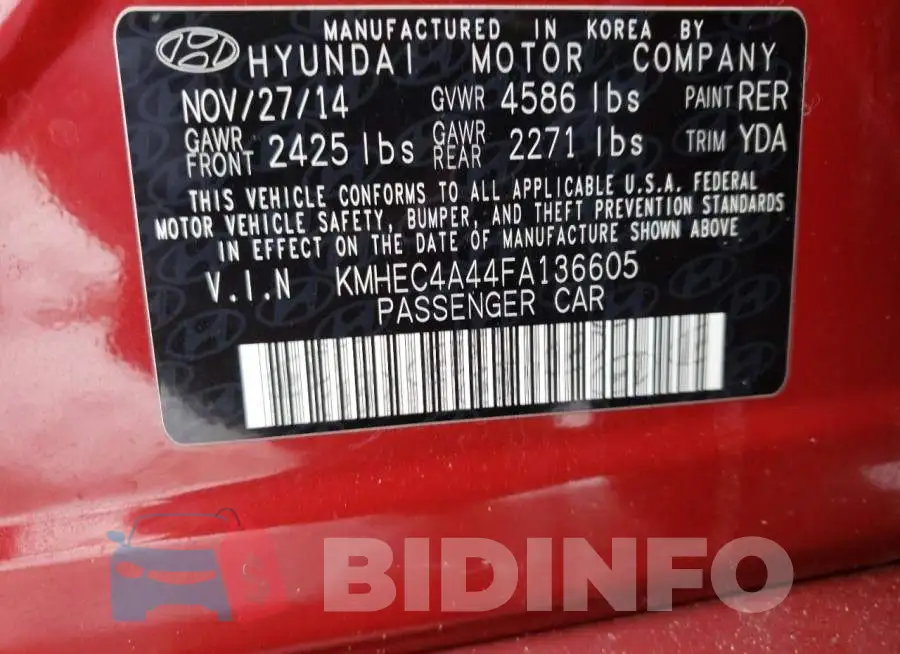 KMHEC4A44FA136605 Photo# 13