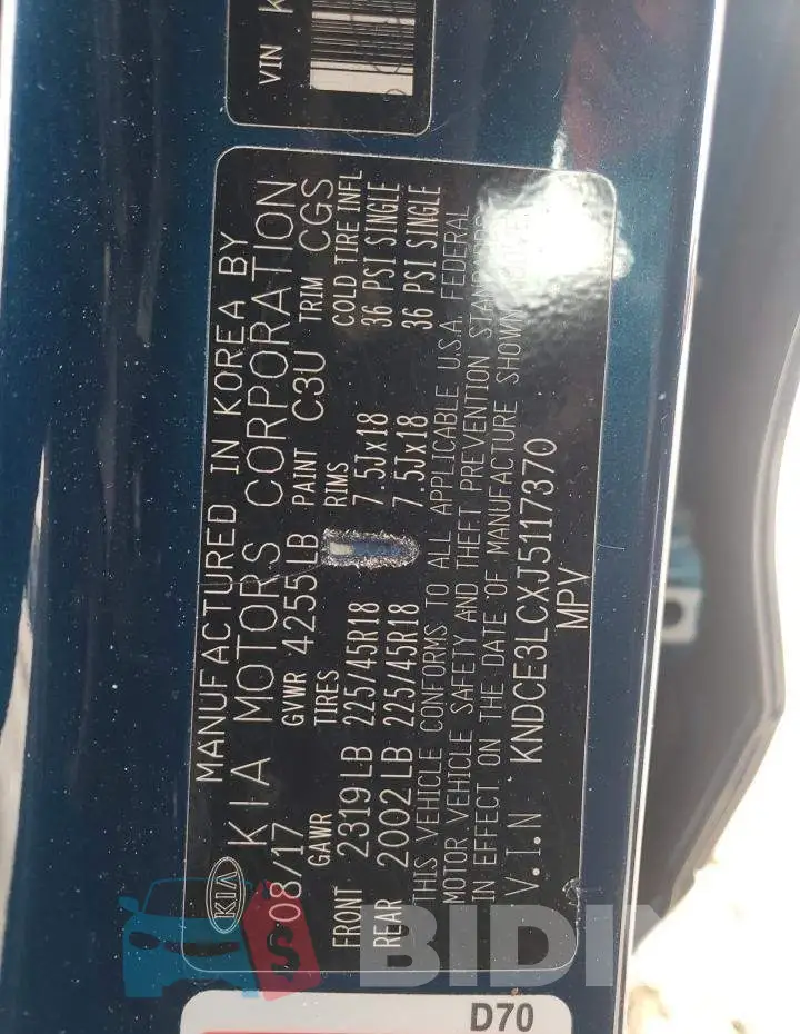KNDCE3LCXJ5117370 Photo# 14