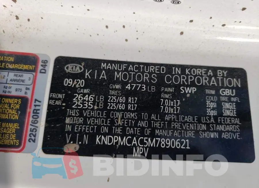 KNDPMCAC5M7890621 Photo# 10