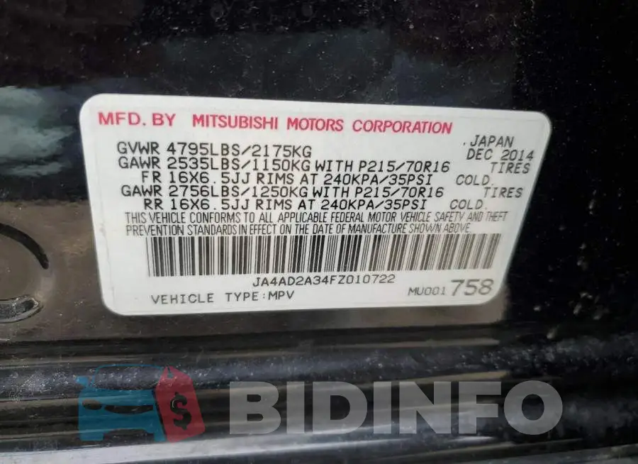 JA4AD2A34FZ010722 Photo# 13