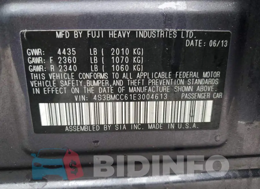 4S3BMCC61E3004613 Photo# 12
