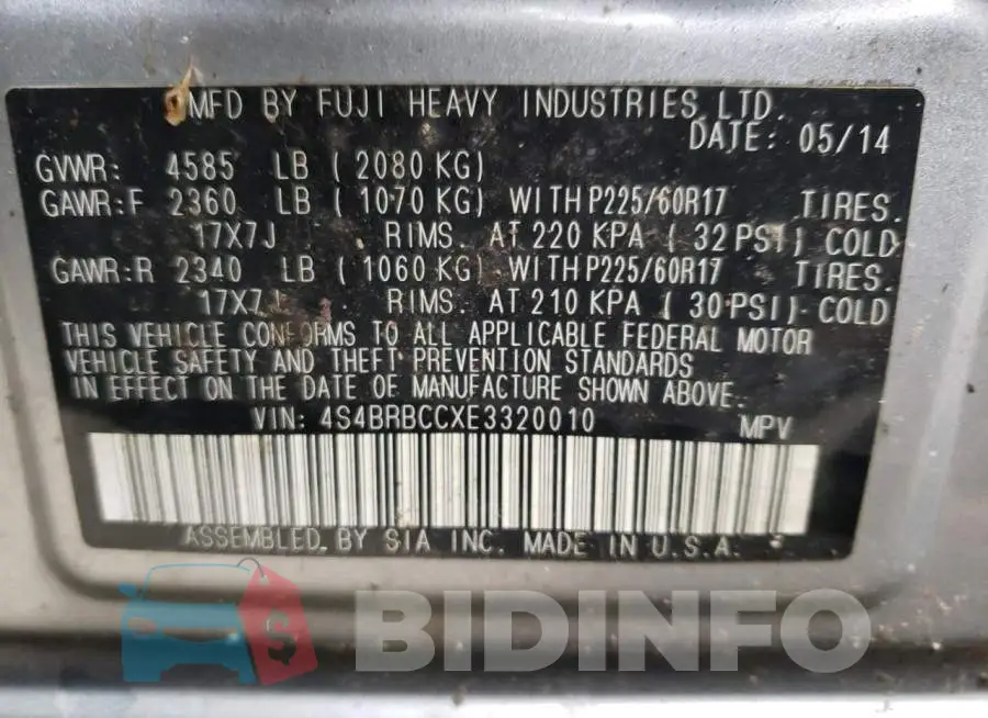 4S4BRBCCXE3320010 Photo# 10