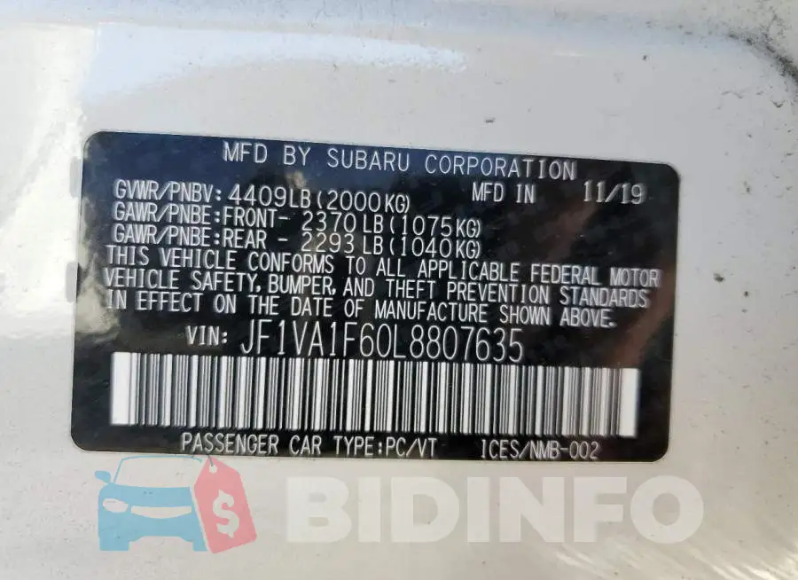 JF1VA1F60L8807635 Photo# 10