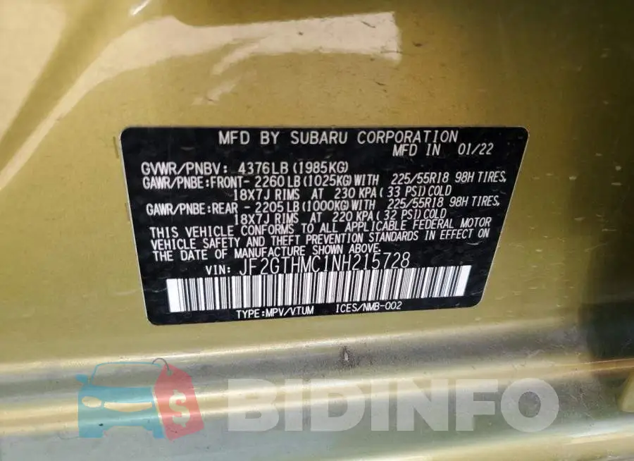 JF2GTHMC1NH215728 Photo# 13