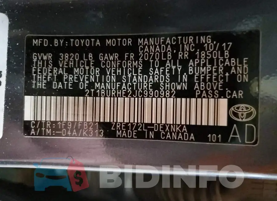 2T1BURHE2JC990982 Photo# 12
