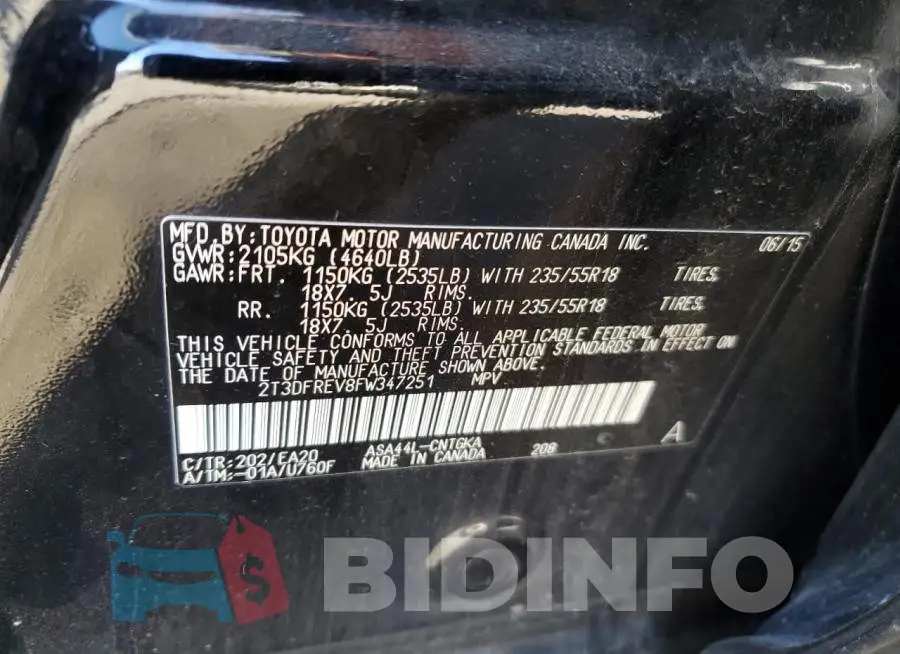 2T3DFREV8FW347251 Photo# 13