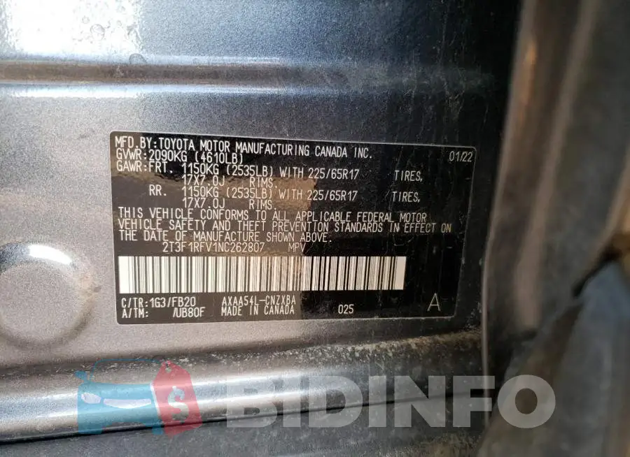 2T3F1RFV1NC262807 Photo# 12