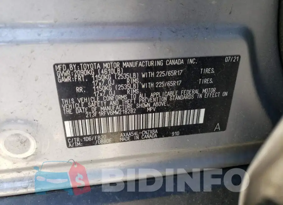2T3F1RFV6MW218282 Photo# 13