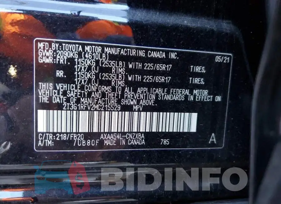 2T3G1RFV2MC215529 Photo# 13