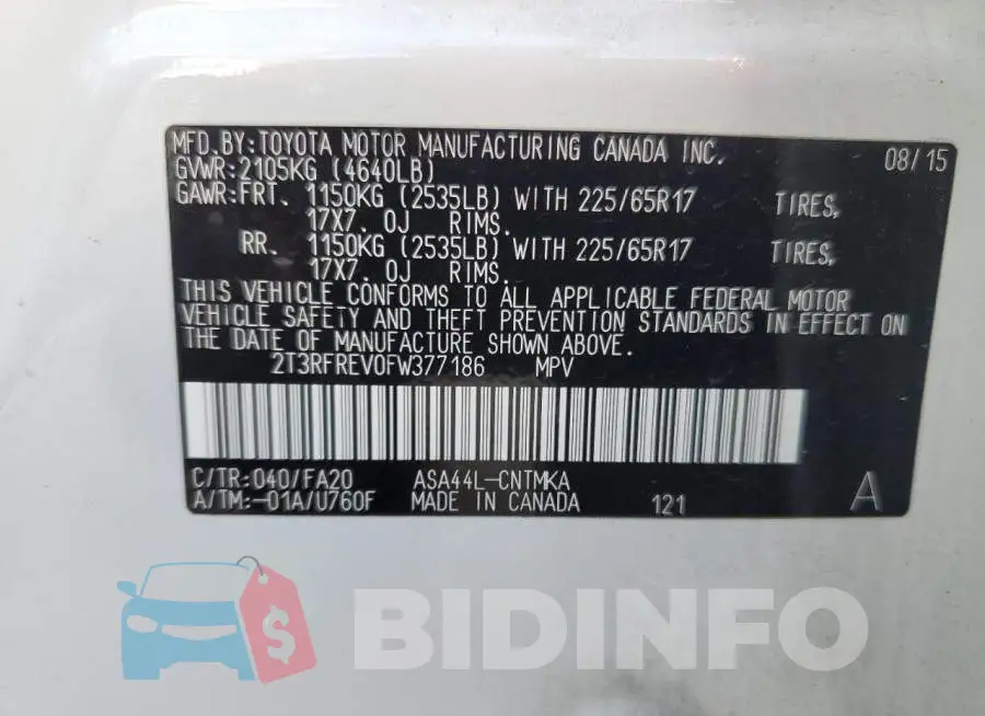 2T3RFREV0FW377186 Photo# 13