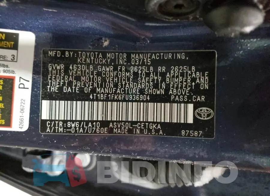 4T1BF1FK6FU936904 Photo# 12