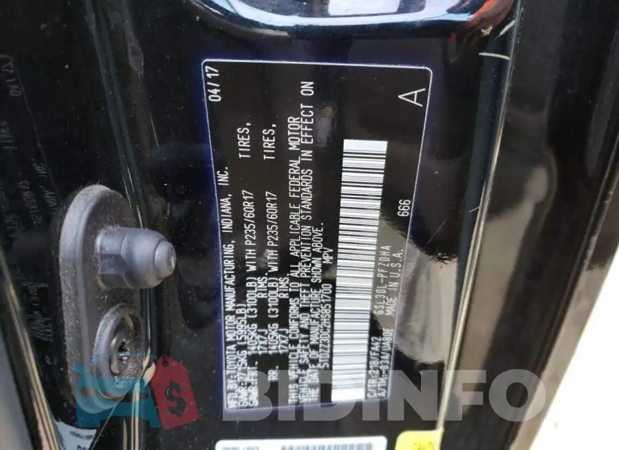 5TDZZ3DC2HS851700 Photo# 14