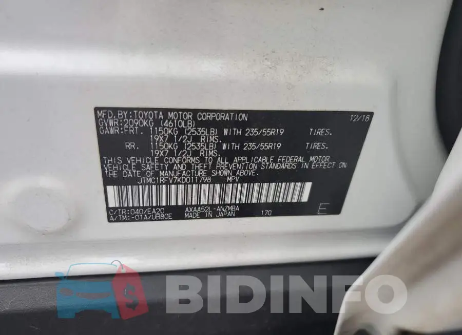 JTMC1RFV7KD011798 Photo# 13