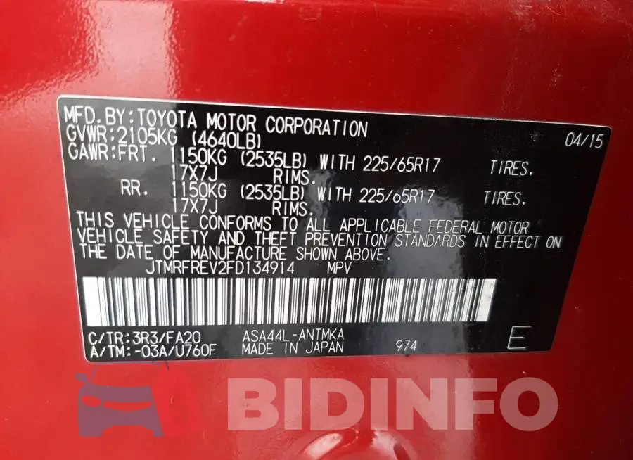 JTMRFREV2FD134914 Photo# 14