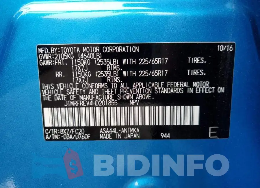 JTMRFREV4HD201855 Photo# 13