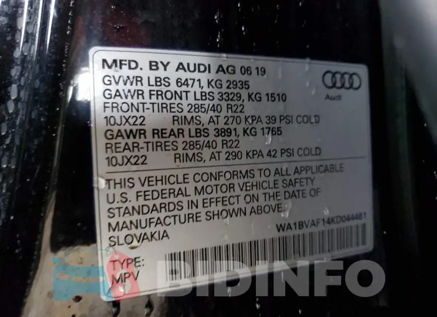 WA1BVAF14KD044461 Photo# 13