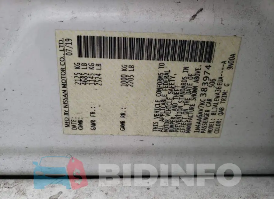 1N4AA6AV7KC383974 Photo# 13