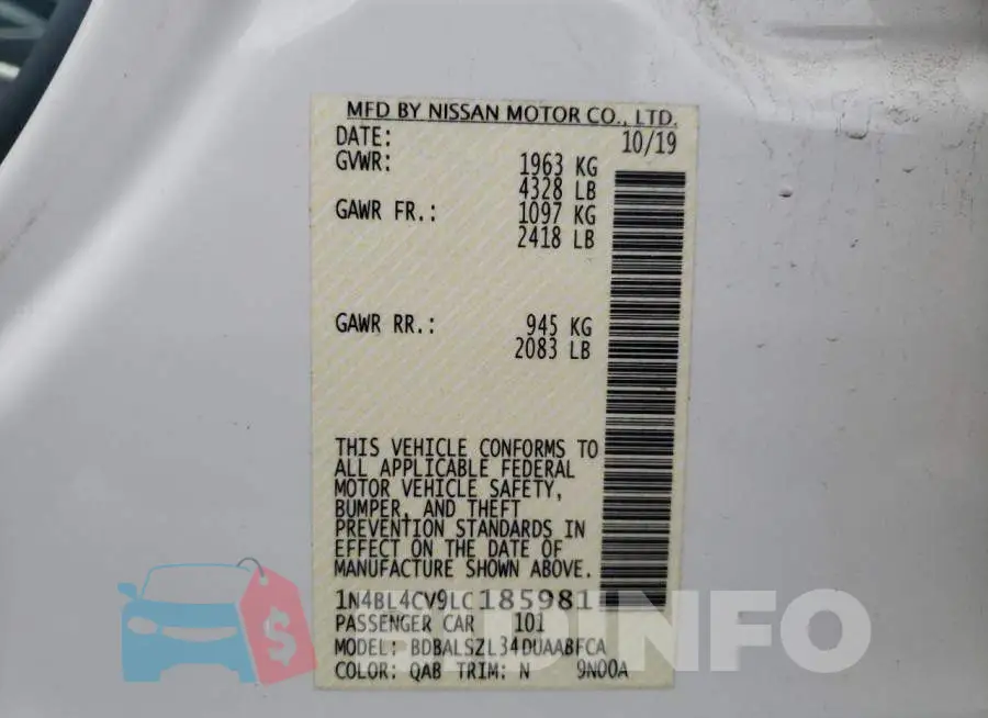 1N4BL4CV9LC185981 Photo# 12