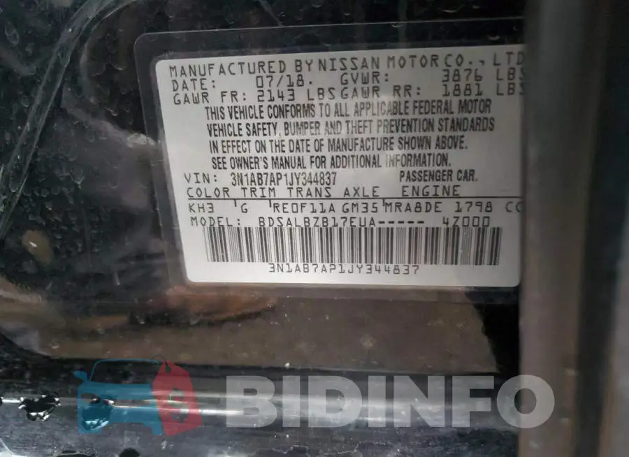 3N1AB7AP1JY344837 Photo# 12