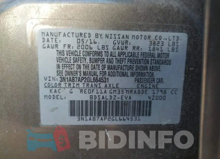 3N1AB7AP2GL664531 Photo# 10